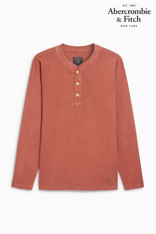 Abercrombie & Fitch Burgundy Long Sleeve Henley